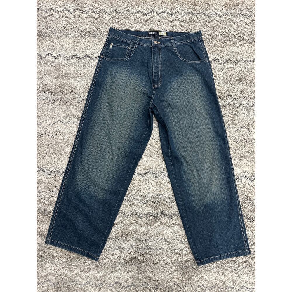 SouthPole RN82628 Mens Blue Washed Y2K Baggy/Wideleg Jeans Men’s Size 38